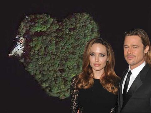 Jolie 给 Pitt 的50生日大礼：一座心形小岛