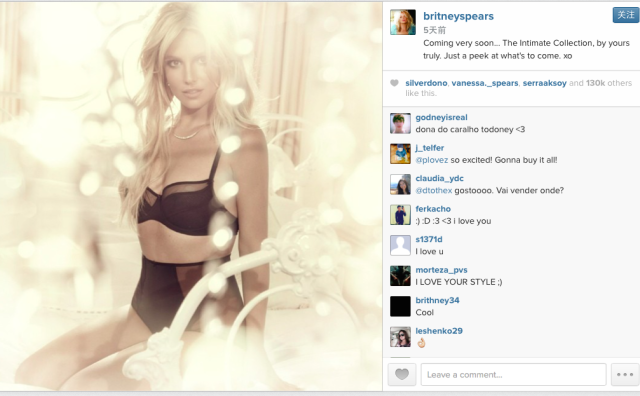 Britney Spears 推出内衣品牌 “亲密”