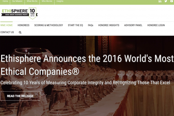 10家时尚公司入选 Ethisphere“2016全球最具商业道德公司”榜单