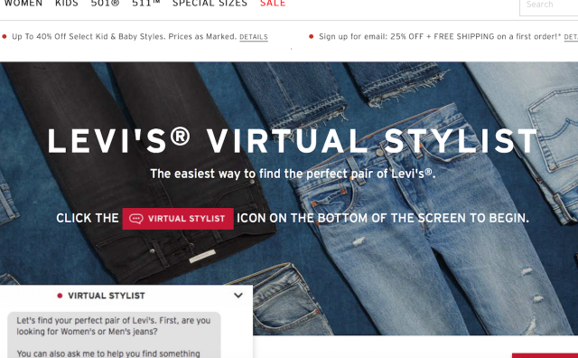 Levi’s 推出“Virtual Stylist 虚拟造型师”，在线为消费者提供穿着建议