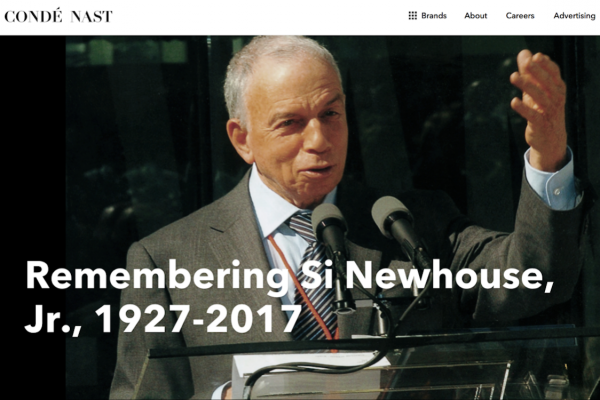 康泰纳仕集团黄金时代的缔造者、杂志业巨头 S. I. Newhouse Jr. 去世，享年 89岁