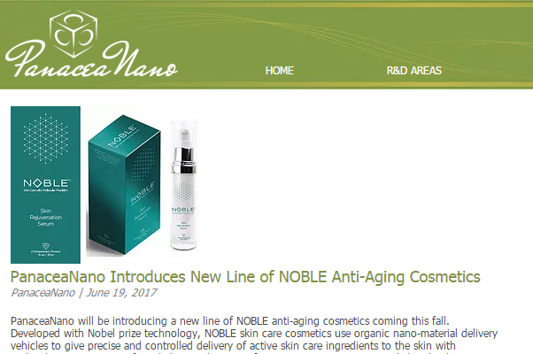 诺贝尔化学奖得主联合创办的公司推出号称达到“分子级精度“的高科技护肤品：Noble