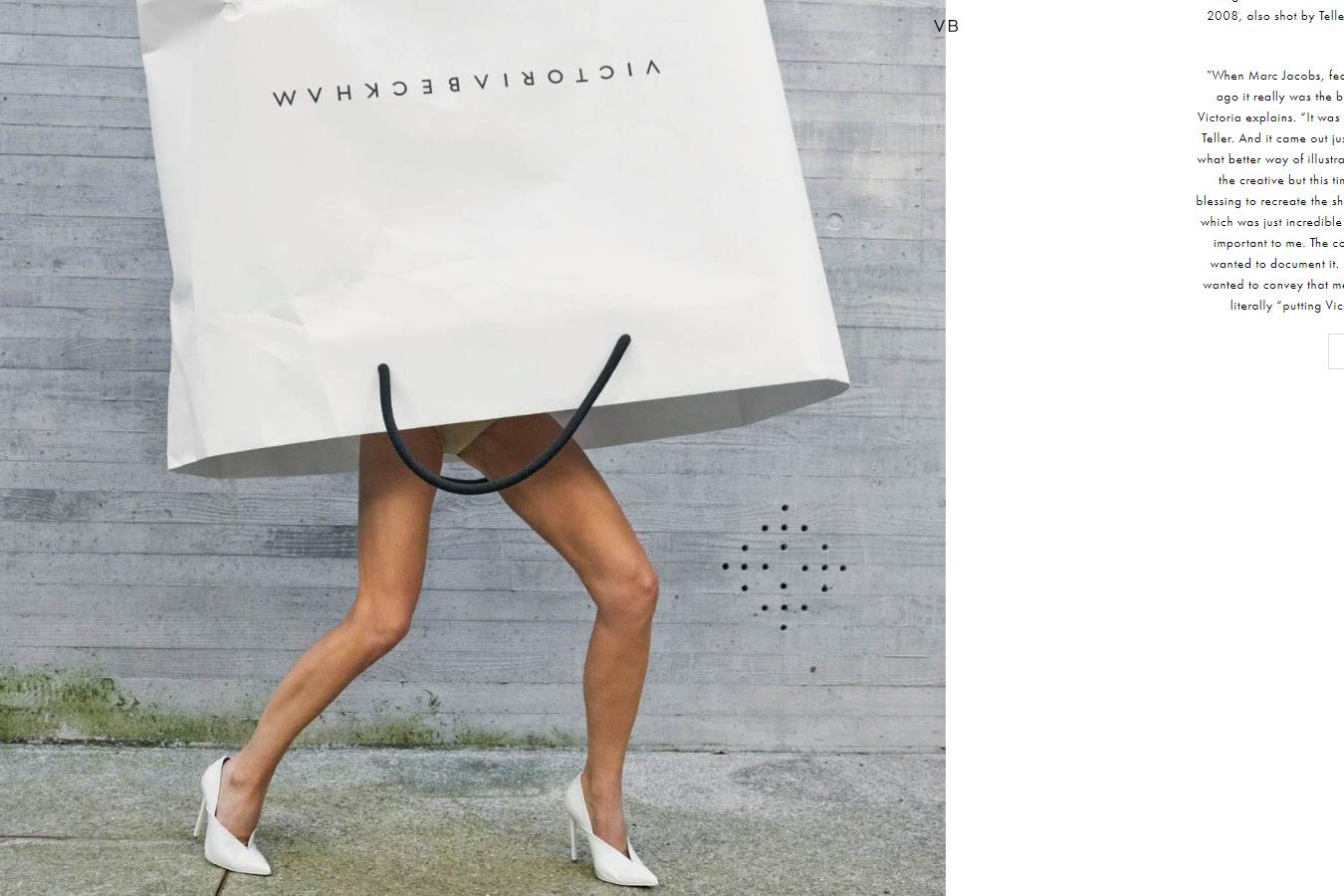 Victoria Beckham 品牌首次推出广告大片，贝嫂亲自上阵演绎，把自己装进了购物袋 ！