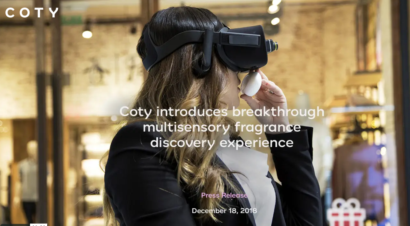 美妆巨头Coty 首次利用虚拟现实技术（VR）让顾客从“情感维度”体验香水