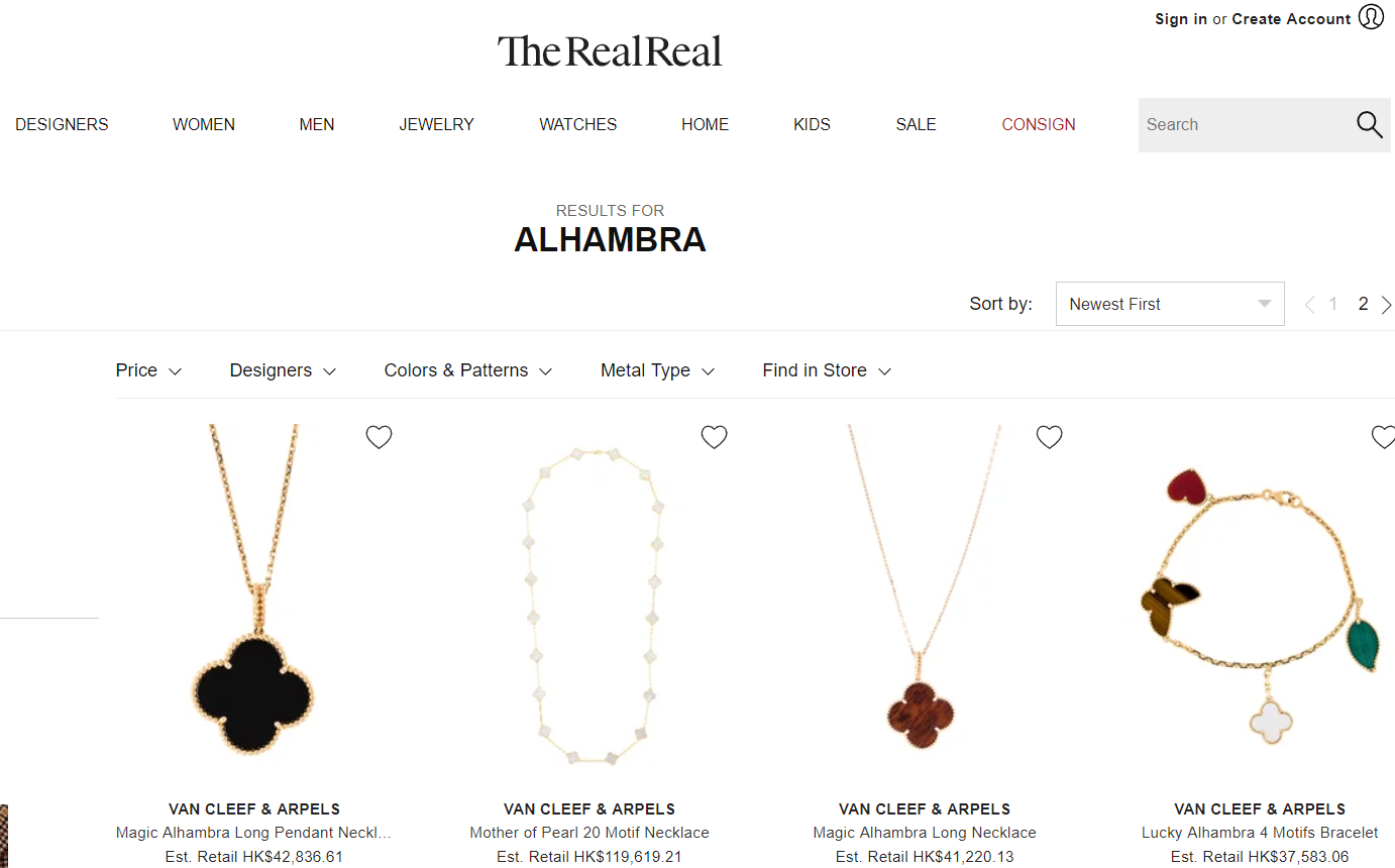 美国二手奢侈品平台 The RealReal 年度最受欢迎的珠宝和手表品牌：梵克雅宝、爱彼表