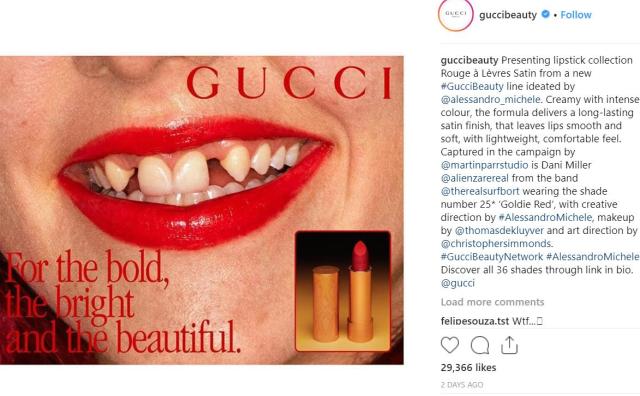 Gucci 全新唇膏广告大胆展示“不完美”：化妆，并不意味着千篇一律的面具