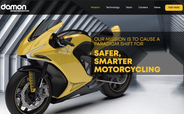 Damon Motorcycles 完成250万美元种子轮融资，目标：让摩托车致命事故降为“零”！