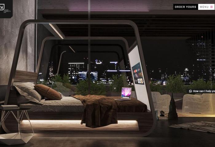 世界首款自带4K投影仪的智能床，出自意大利设计公司 Hi-Interiors 之手