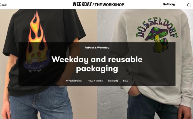 H&M旗下独立品牌Weekday联手芬兰包装商推出可重复利用包装袋，将减少80%的碳排放量