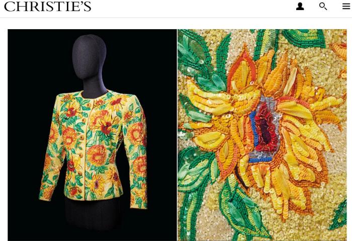 YSL”梵高向日葵“高定女装拍出300万元人民币的高价，创历史新高