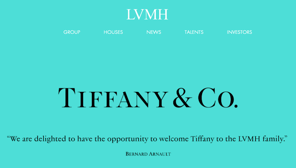 LVMH集团决定维持给 Tiffany的收购价格，后者股价应声大涨