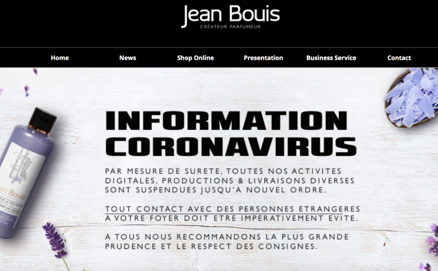 法国香水制造商 Jean Bouis的CEO独自一人在工厂制作上千瓶免洗洗手液，优先捐赠给医护人员