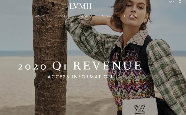 LVMH集团一季度销售额同比下滑15%，线上业务增长强劲