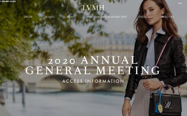 LVMH集团举行线上年度股东大会，预计今年“疫情的复苏将是缓慢的”