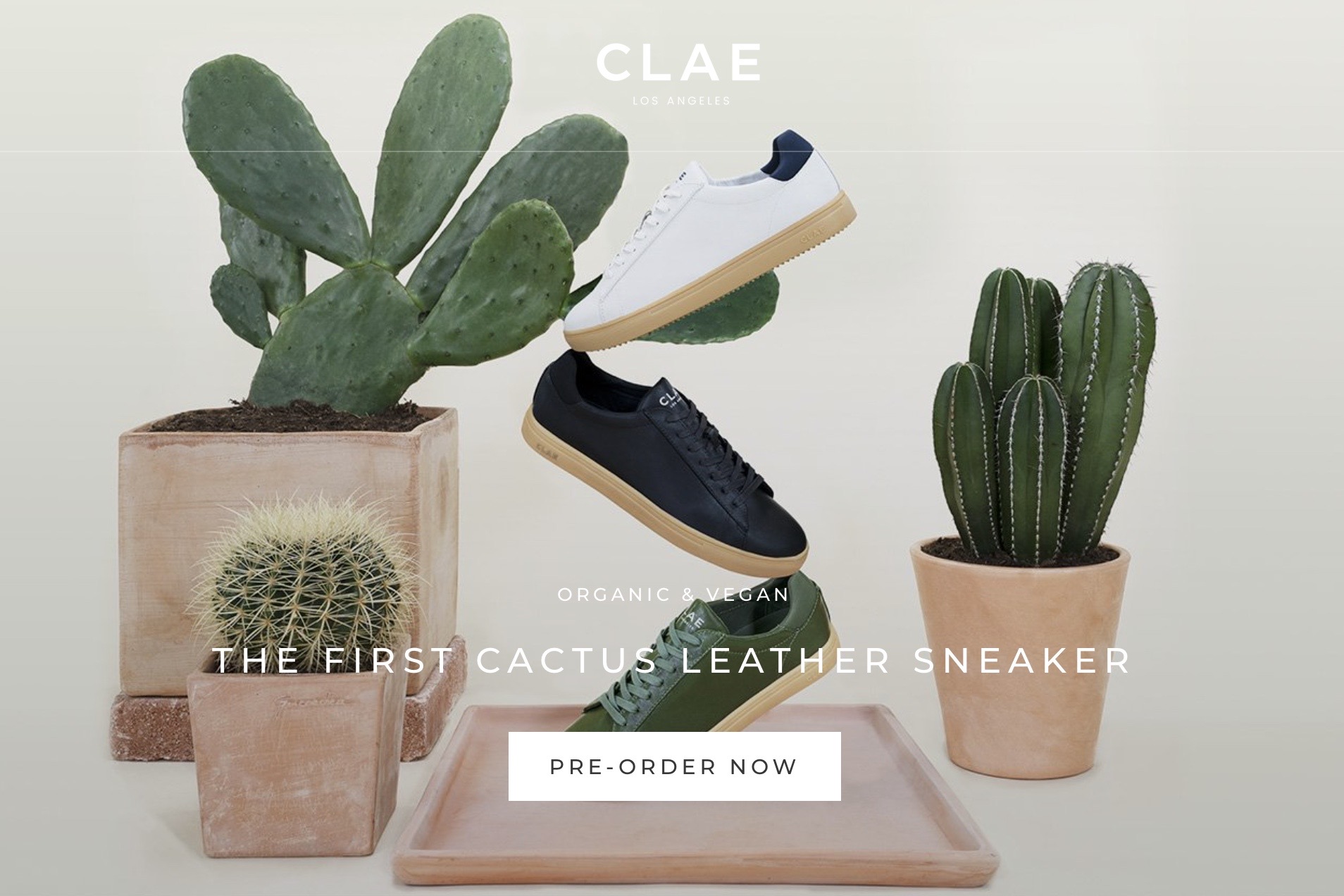 洛杉矶运动鞋品牌 Clae 推出首款仙人掌材质的“皮革”运动鞋