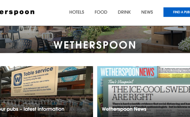 英国连锁酒吧品牌JD Wetherspoon公布2020年财报：36年来首次出现亏损
