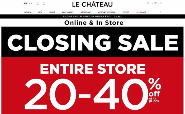 加拿大曾经的主力时尚品牌 Le Château 破产清算，将关闭所有门店