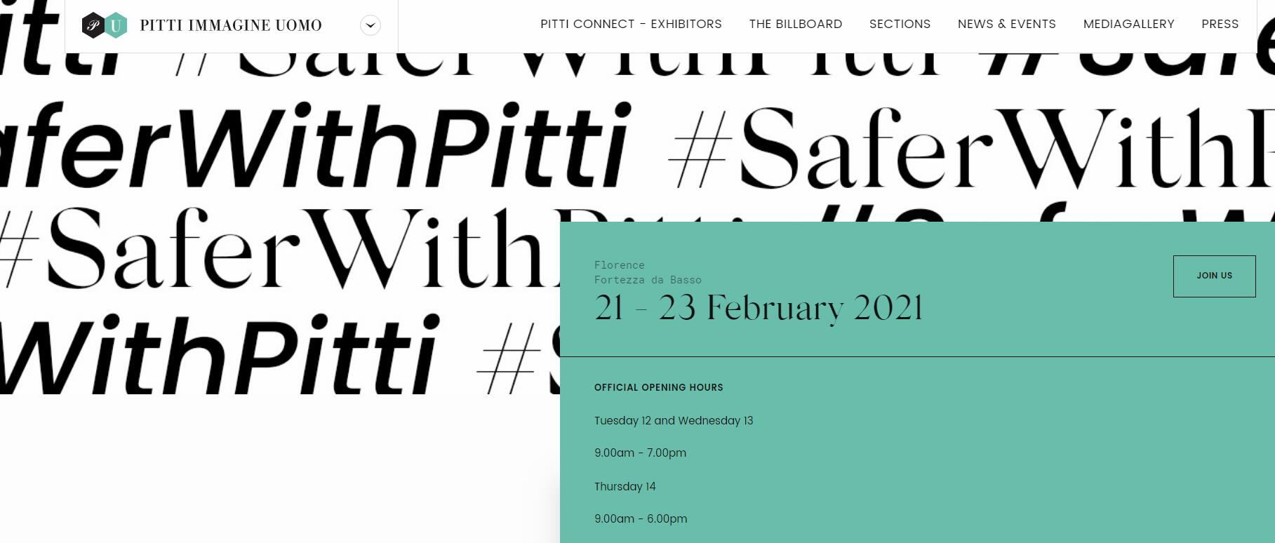 原定明年一月举办的意大利 Pitti Uomo 男装周将延期到二月