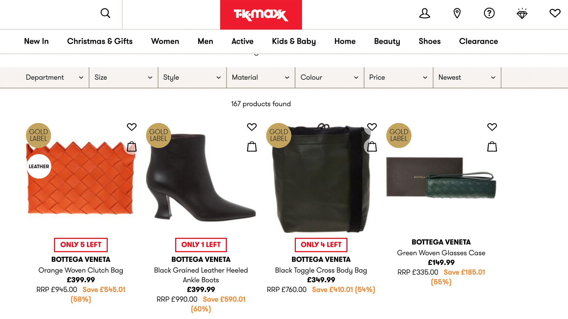 大量 Bottega Veneta 打折商品出现在英国电商网站TK Maxx上，官方发文澄清
