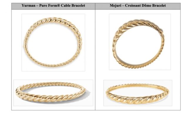 美国高级珠宝品牌 David Yurman 起诉互联网珠宝品牌 Mejuri 侵权，称后者为“连环抄袭者”