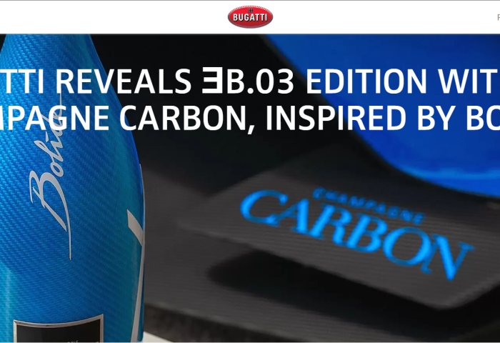 法国豪车品牌 Bugatti与香槟生产商 Carbon 续约，推出第三款联名香槟