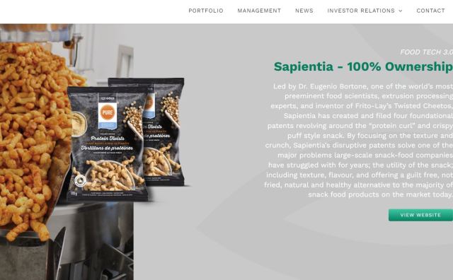 加拿大植物基食品公司 Sapientia 被专注食品技术的投资公司 Eat Well 100%控股