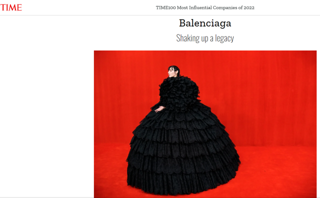 Balenciaga 跻身《时代周刊》最具影响力企业TOP100
