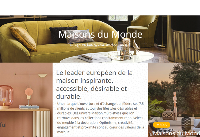 法国家具零售商 Maisons du Monde 2022上半财年销售额同比下降4.8%，至6.039亿欧元