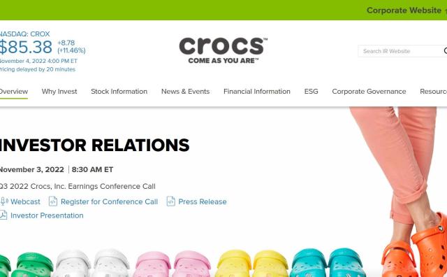 Crocs集团最新季报：收购HEYDUDE品牌后的合并收入大幅攀升57.4%