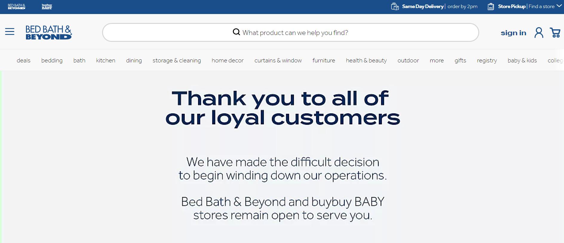 多次自救失败，美国家居用品零售商 Bed Bath & Beyond 申请破产保护及资产拍卖