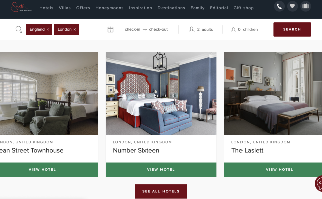 凯悦酒店集团以5300万英镑收购英国精品酒店预定网站 Mr & Mrs Smith