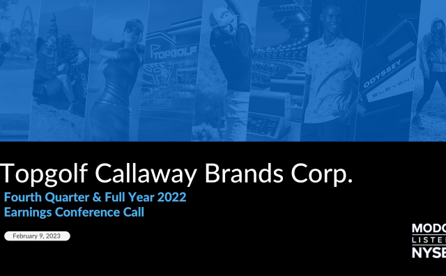 高尔夫球杆生产商 Topgolf Callaway Brands 2022年收入逼近40亿美元，所有部门均实现两位数增长