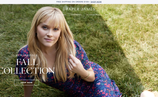 好莱坞著名女星 Reese Witherspoon创立的时尚和生活方式品牌 Draper James 出售70%股权