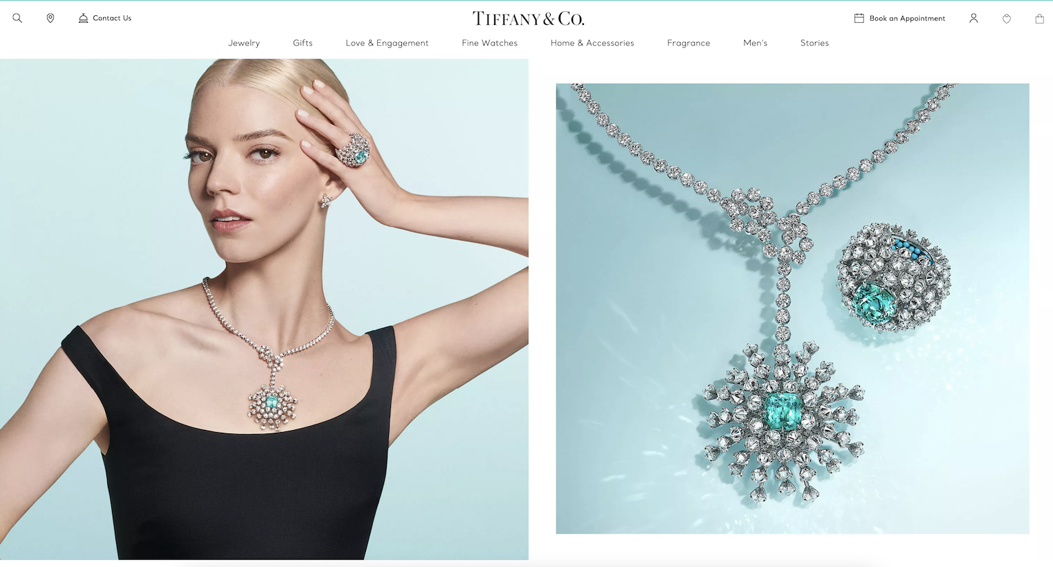 Tiffany 最新高珠大片还原《蒂芙尼的早餐》造型，由当红影星 Anya Taylor-Joy 演绎