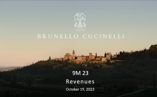 Brunello Cucinelli 今年前三季度营收增长27.5%，第三次上调全年销售预期