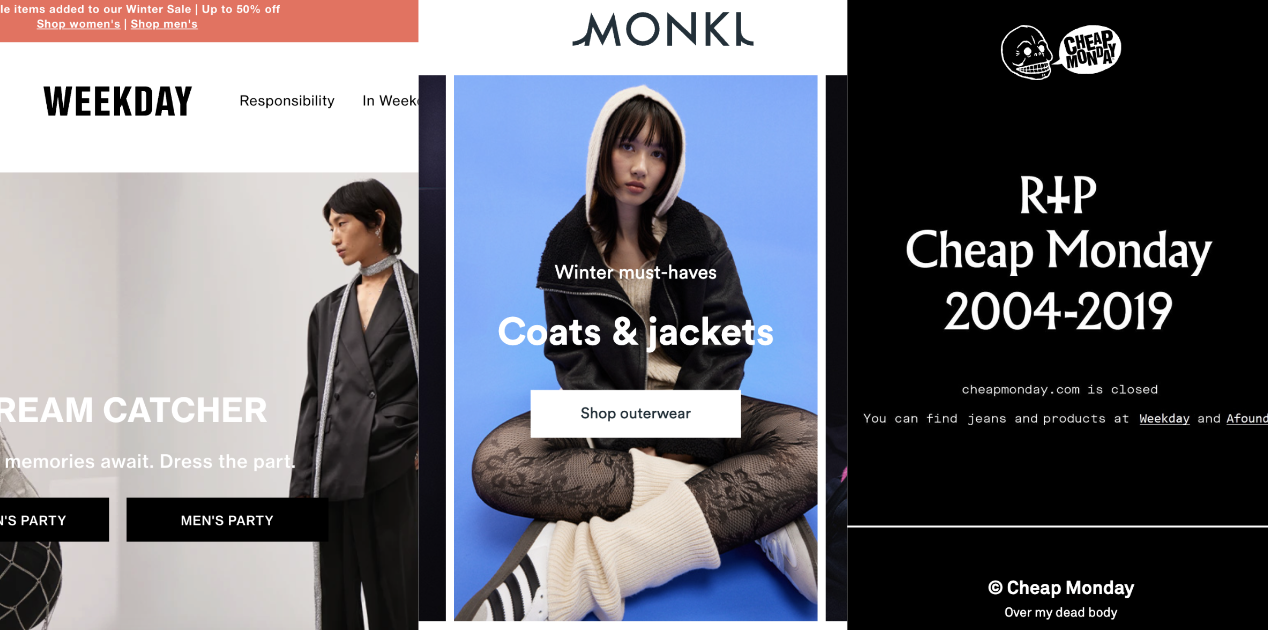 瑞典快时尚巨头 H&M 集团合并旗下 Weekday、Monki 品牌，并重启关停的 Cheap Monday