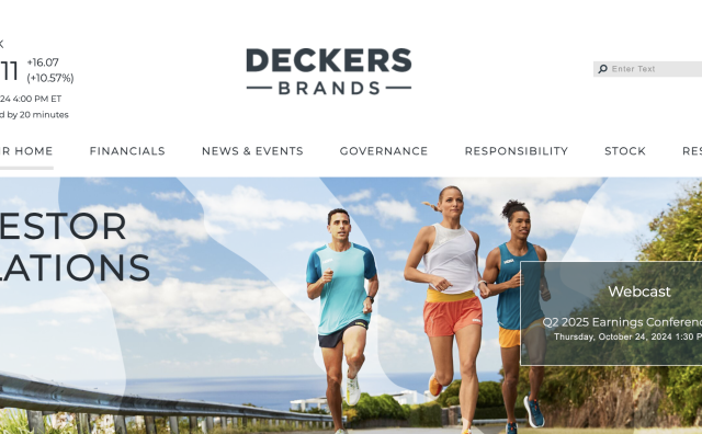HOKA 上季度净销售额同比增长34.7%，推动母公司 Deckers Outdoors 业绩超出华尔街预期
