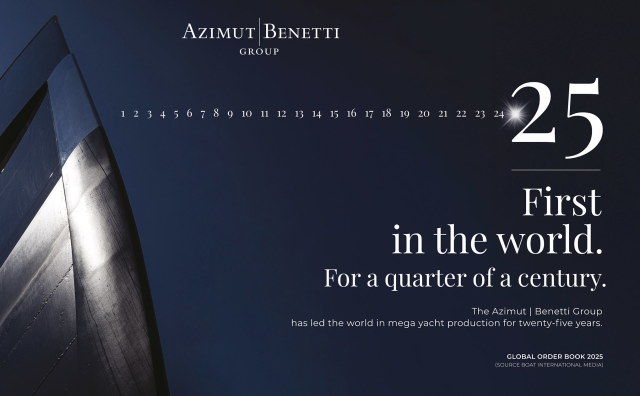 Azimut|Benetti 连续第25年蝉联全球超级游艇订单榜榜首