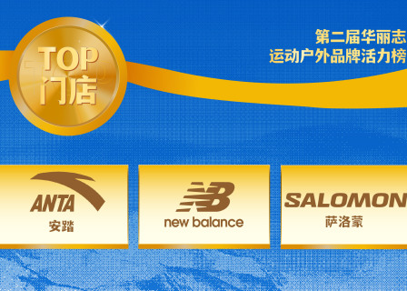 ANTA、New Balance、SALOMON 荣膺第二届【华丽志运动户外品牌活力榜】TOP门店品牌！