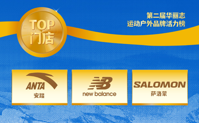 ANTA、New Balance、SALOMON 荣膺第二届【华丽志运动户外品牌活力榜】TOP门店品牌！