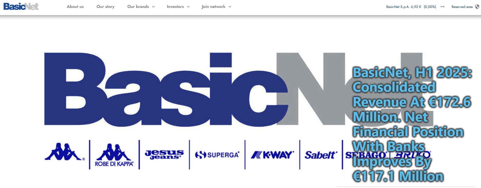Kappa、Superga 的母公司 BasicNet上半年总销售额同比增长4.3%，财务状况有所改善