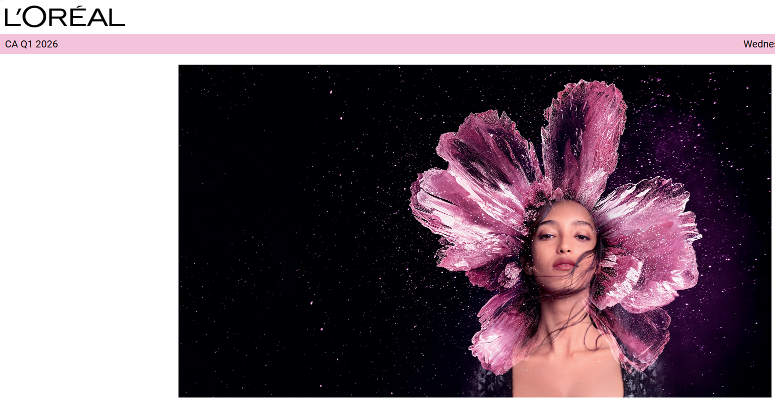 欧莱雅集团上季度销售额同比增长3.6%，中国市场增幅提升至中高个位数