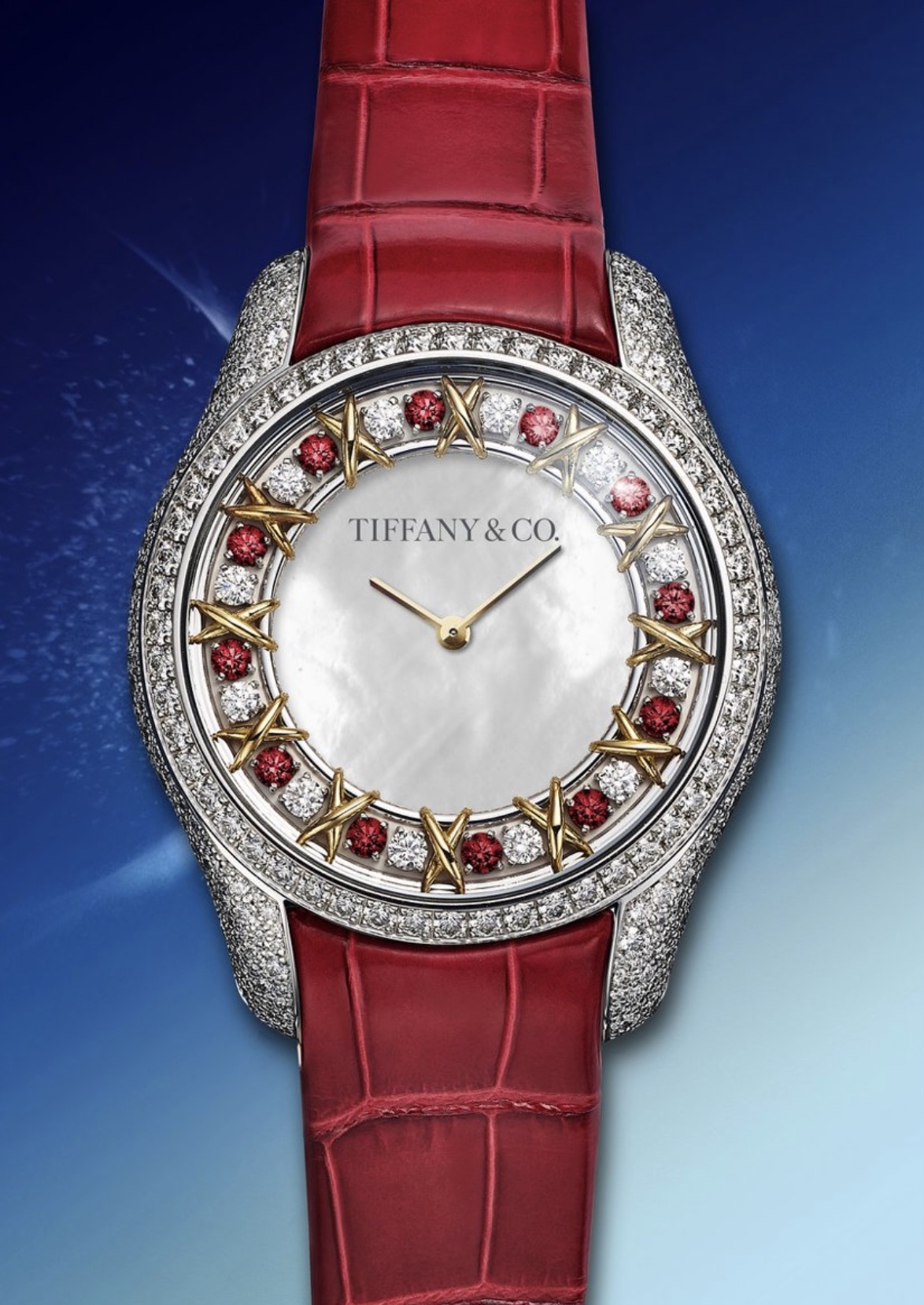 Tiffany & Co. 蒂芙尼推出让·史隆伯杰高级珠宝系列Sixteen Stone珍珠母贝与红宝石腕表